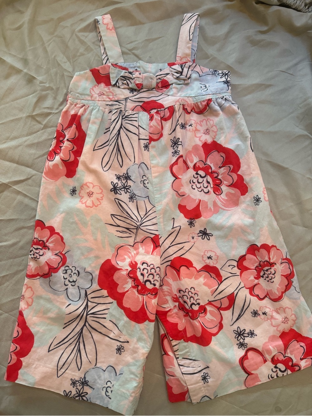 Girls Janie and jack Floral Romper - Pink & Light Blue